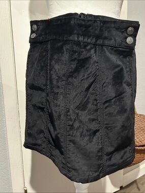Free People Black Mini Skirt with Silver Buttons